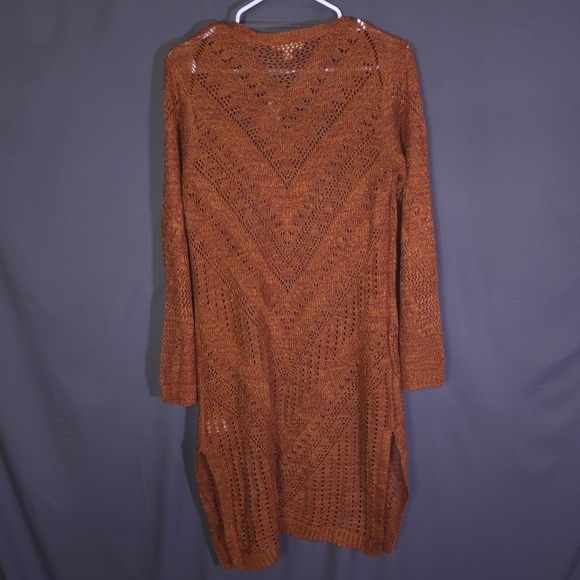 NWT It's Our‎ Time Crochet Cardigan Orange Size Large Boho Hippie Autumn - Picture 5 of 5